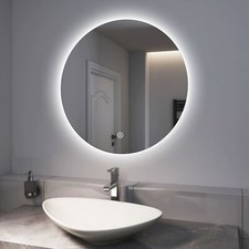 EMKE Round LED Bathroom Mirror With Backlit Lights Demister Touch Illuminated