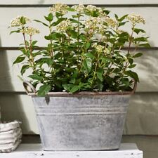 Galvanised Zinc Tub Planters Grey with Handles Plant Pots Optional Sizes Garden