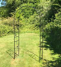 Metal Garden Arch 2.2m Black Archway Climbing Plant Support Trellis Leaf Design