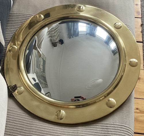 Vintage brass porthole convex - brass,