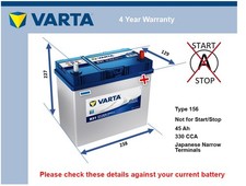 Car Battery B31 Varta 154 330A