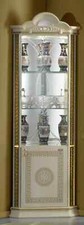 VENUS ITALIAN HIGH GLOSS CREAM & GOLD 1 DOOR CORNER DISPLAY CABINET