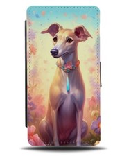 Grey Hound Flip Wallet Case Hounds Floral Flowers Greyhound Painting Dog DA57
