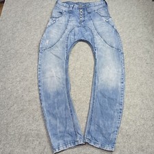 Humor Mens Drop-Crotch Jeans Size 30 Blue Zanka Arc Leg 3D Twisted W30