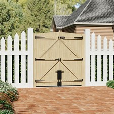 6X6FT Double Door Driveway Gate Arch Top Pedestrian Side Garden Gates with Hinge