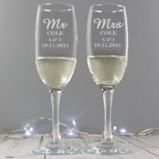 Personalised Mr & Mrs Champagne Flutes  Toast Glasses Wedding Gifts Bride Groom