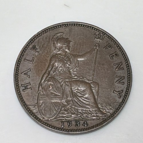 1934 half penny - half, bronze