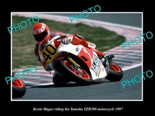 OLD HISTORIC PHOTO OF MOTORCYCLE GREAT KEVIN MAGEE ON HIS YAMAHA YZR500 1987