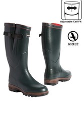 AIGLE PARCOURS 2 ISO Neoprene Lined Mens Wellington Boots Green UK 10.5 EU45