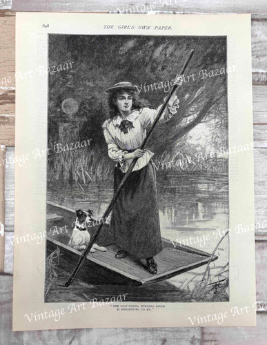 Woman girl puppy dog punt - dog, boat
