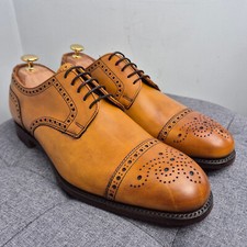 Joseph Cheaney 'Andrew' 9F Tan Brown Brogue Shoes Formal Dress seconds