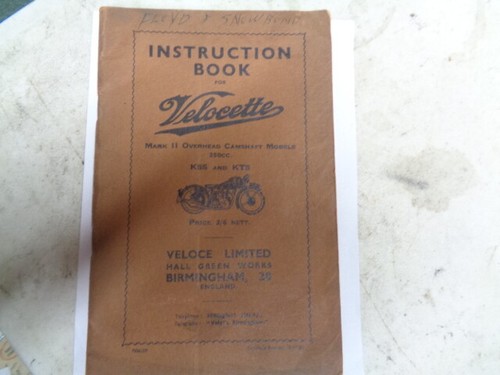 Velocette instruction book - instruction,