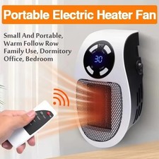 500W Electric Heater Wall Plug in Portable Ceramic Fan UK Plug with Remote UK