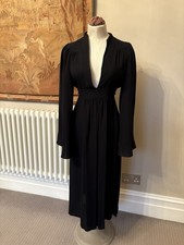 Vintage 1970s  Ossie Clark for Radley Black Crepe Moss 1970s Ophelia Dress 10