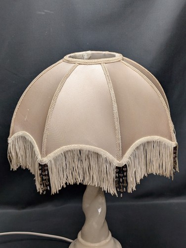 Vintage beige satin lampshade - vintage,