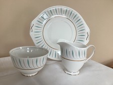 Queen Anne Caprice Milk Jug Sugar Bowl & Eared Cake Serving Plate Bone China