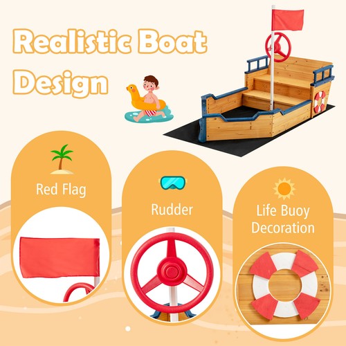 Kids wooden sandbox pirate - kids,