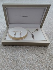 H.Samuel 925 Sterling Silver Jewelry Set Necklace, Bracelet & Earrings