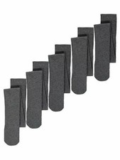 Pack of 5 Plain Grey Girls School Uniform Soft Cotton Stretch Tights 2-16 years