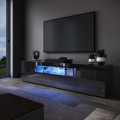 High gloss 200cm black - black, tv