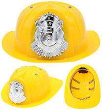 FIREFIGHTER HELMET YELLOW PLASTIC HAT FIREMAN CHILDS ADULTS FANCY DRESS COSTUME