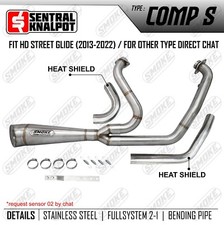 1999-2016 Harley Davidson Dyna Softail 2 into 1 Exhaust Pipes System Custom Fits