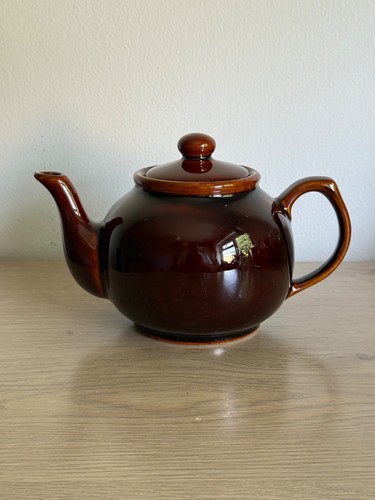 Vintage brown glazed ceramic - brown,