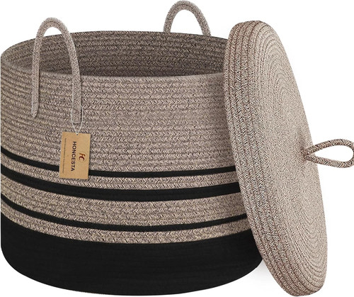 Extra large woven basket with - woven,