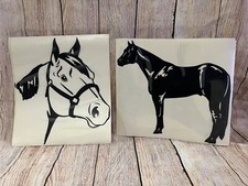 Horse Trailer Decals 2 Large 13" Quarter Horse Head & Body Image Vinyl Graphics