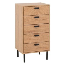 Leon Oak Retro 5 Drawer