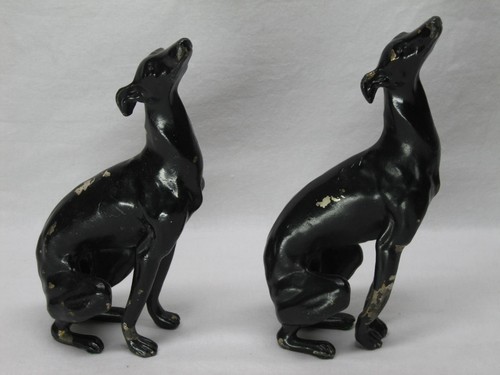 Pair figural whippet dogs cold - dogs,