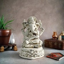 Best Option:White Ganesha Statue Resin Elephant God Wealth Peace Home Decor Gift
