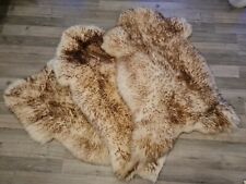 Genuine Sheepskin Rug Natural LARGE Pelt Very Fluffy Soft Fleece Brown Mouflon