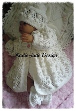 Baby Knitting Pattern #97 - 3 Piece Matinee coat, Hat & Boot Set  Baby 0-3m/3-6m