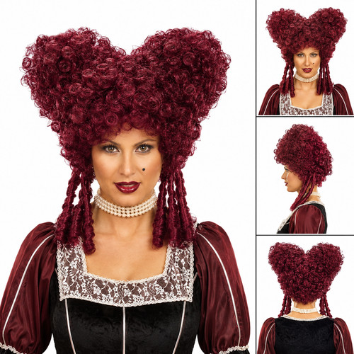 Burgundy baroque curly wig - curly,