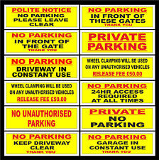 No Parking / Gates / Garage / Wheel Clamp / Keep Driveway Clear sign or sticker