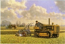 'CATERPILLAR D2 TRACTOR' WITH PLOUGH - BLANK INSIDE - TRACTOR / FARMING CARD