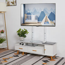 White Tall TV Floor Stand Adjustable Height Corner Home Office VESA 600 x 400 mm