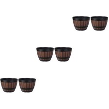 6 pcs  Simulation Wooden Bucket Flowerpot Thickened Flowerpot Plant Container