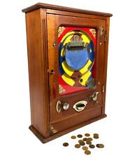 Antique Allwin De Luxe Arcade Coin Operated Penny Machine - Working / Keys