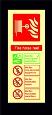 FIRE HOSE REEL Photoluminescent Fire Extinguisher Identification sign 200mmx80mm