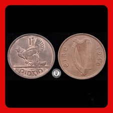 Ireland 1940 | Irish 1d | Irish One Penny | Hen and Chicks | KM.11