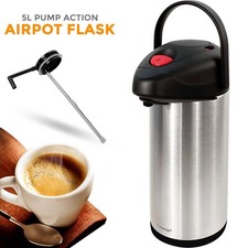 5L Tea Coffee Pot Vacuum Insulated Pump Action Travel Flask With Carry Handle