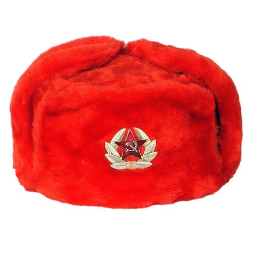 Russian authentic ushanka red - ushanka,