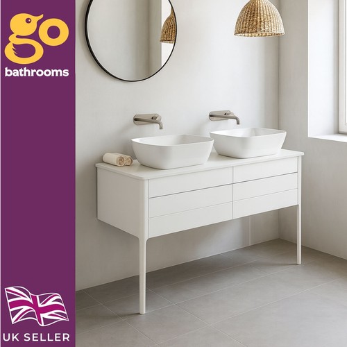 White bathroom storage double - bathroom,