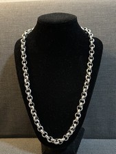 Solid S925 Silver Mens Heavy 8mm Rolo Belcher Chain Clasp Necklace 55cm XMAS