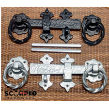 Heavy Duty Ornamental Twisted Ring Gate Latch I Black Antique I Galvanised
