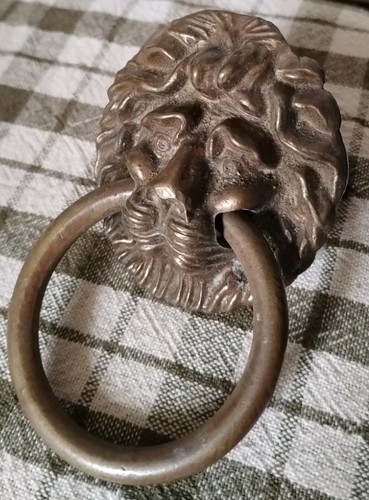 Antique cast brass lion head - antique,