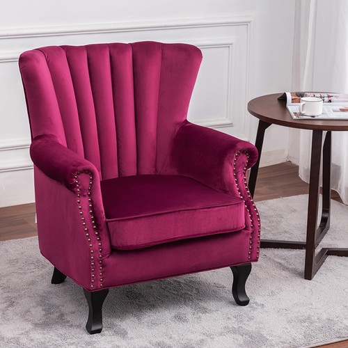Burgundy upholstered wing back - upholstered,