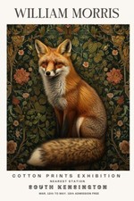 William Morris Vintage Red Fox Cotton Prints Exhibition Flower Wall Poster Print